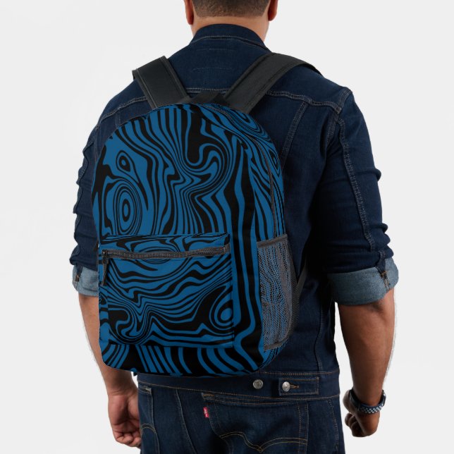 Waves Black Blue Printed Backpack - Your Colour (Insitu (Model))