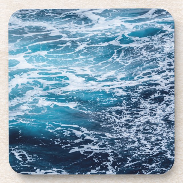 Waves Blue Ocean Summer Beach Coaster (Front)