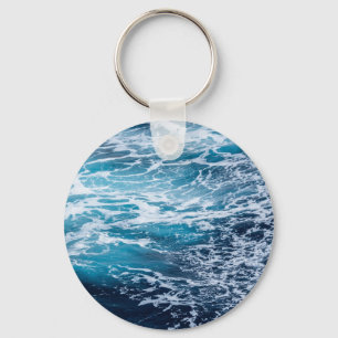 Waves Blue Ocean Summer Beach Keychain