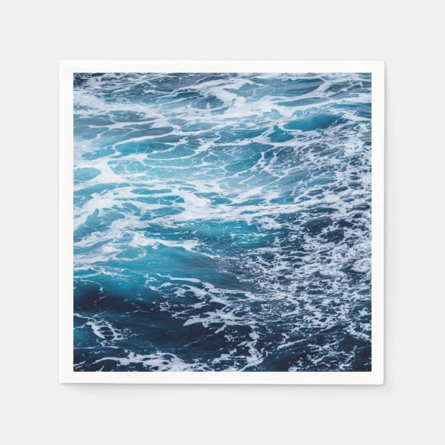 Waves Blue Ocean Summer Beach Napkin (Front)