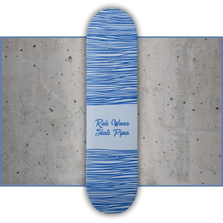Waves Blue, Playful Line Art, Dry Surfer Skateboard
