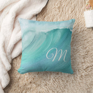 Waves Blues Aquas Custom Modern Throw Pillow