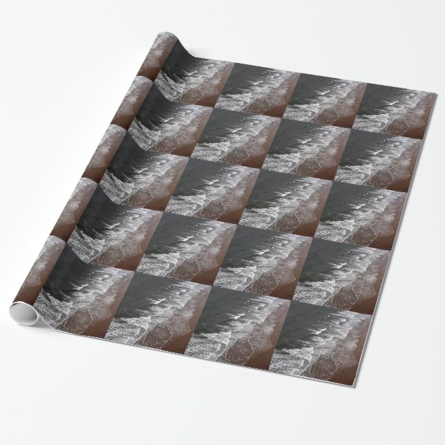 Waves breaking on a sandy beach wrapping paper (Unrolled)