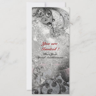 WAVES bright ice metallic black white sparkles Invitation