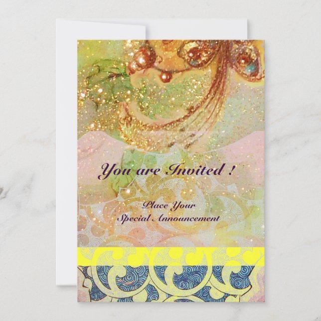 WAVES , bright red brown yellow blue pink sparkles Invitation (Front)