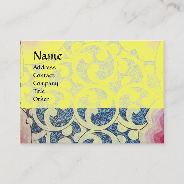 WAVES, bright,vibrant pink blue Business Card (Front)