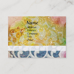 WAVES ,bright ,vibrant ,yellow blue silver sparkle Business Card