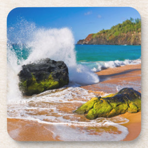 Waves crash on the beach, Hawaii Coaster