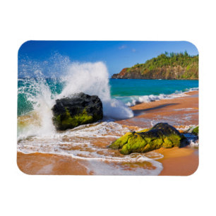 Waves crash on the beach, Hawaii Magnet