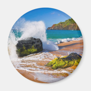 Waves crash on the beach, Hawaii Magnet