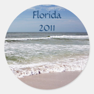 Waves Crash on the Sandy Beach Classic Round Sticker