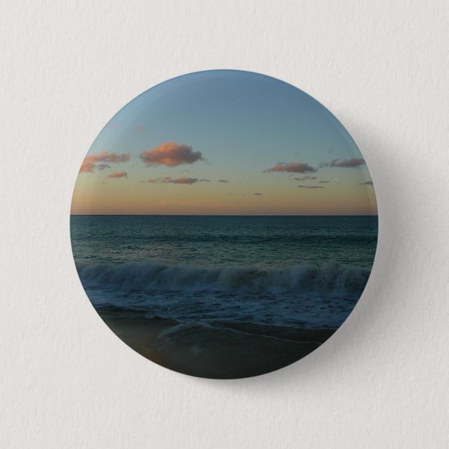 Waves Crashing at Sunset Beach Landscape 2 Inch Round Button (Front)