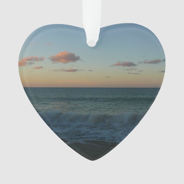 Waves Crashing at Sunset Beach Landscape Ornament (Front)