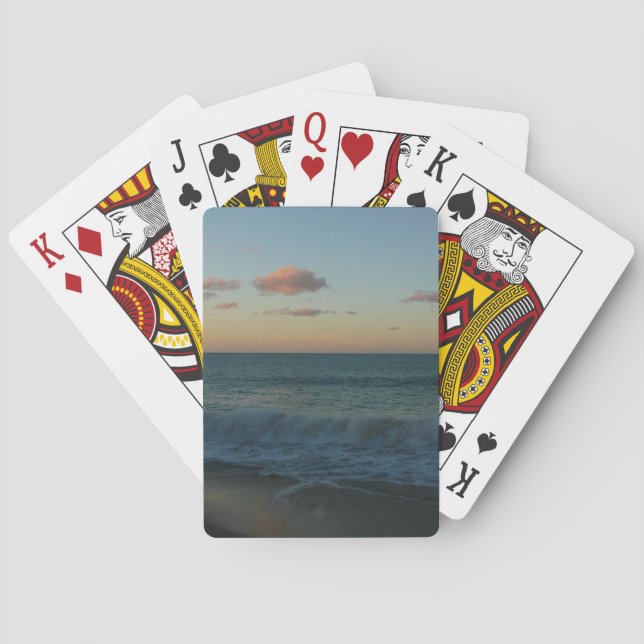 Waves Crashing at Sunset Beach Landscape Playing Cards (Back)