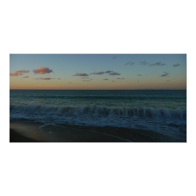 Waves Crashing at Sunset Beach Landscape Poster (Front)