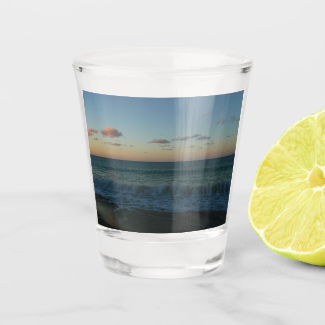 Waves Crashing at Sunset Beach Landscape Shot Glass (Front)
