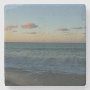 Waves Crashing at Sunset Beach Landscape Stone Coaster