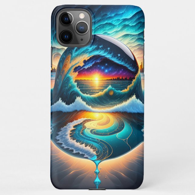 Waves crashing city lights stars night boston iPhone case (Back)