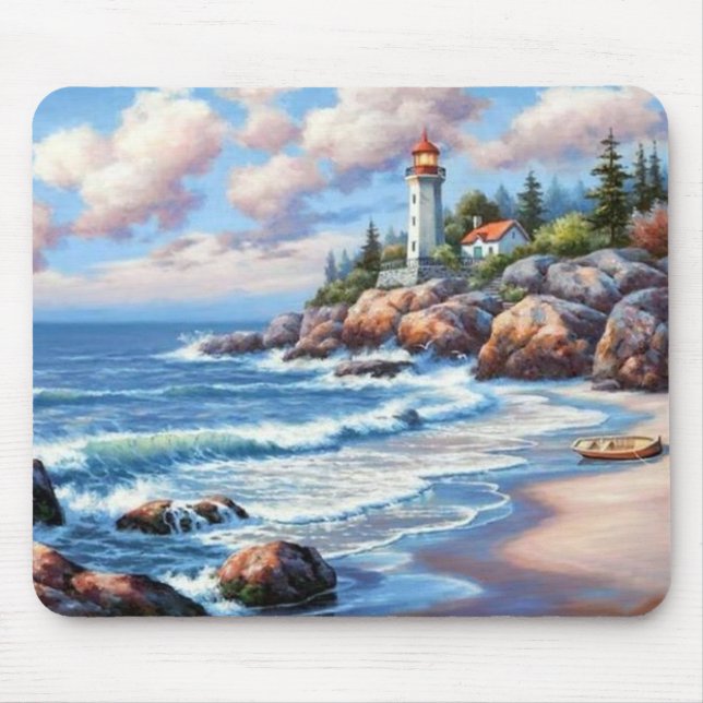 Waves Crashing on the Shore Fine Art Mouse Pad (Front)