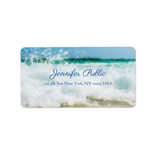 Waves Elegant Oil Painting Modern Script Address Label