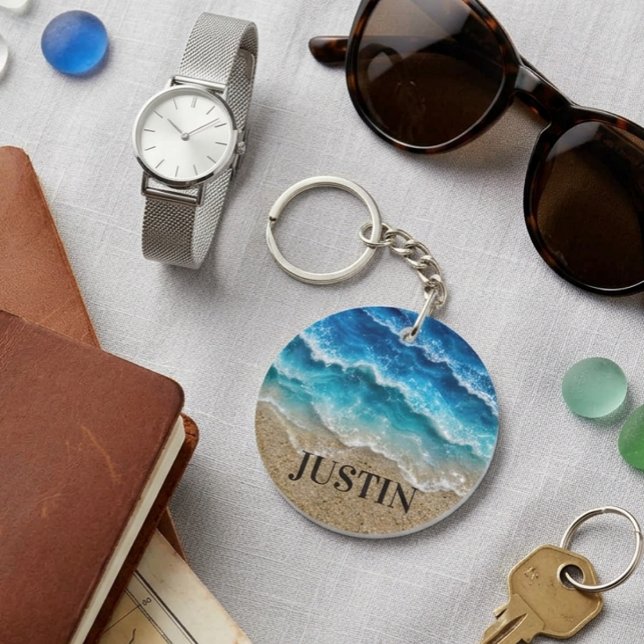 Waves Faux Resin Epoxy Beach Coastal Keychain (Creator Uploaded)