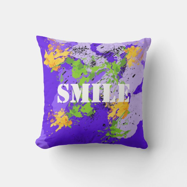 Waves Fluid Art Vibrant Swirl Design Throw Pillow (Front)