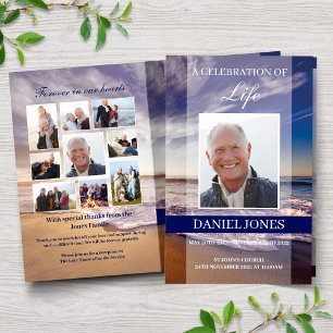 Waves Funeral Program Template
