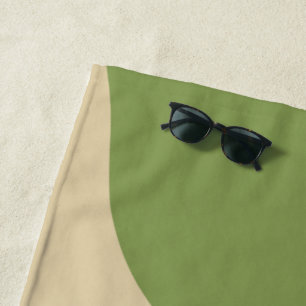 waves, green, black and beige curves colourful beach towel