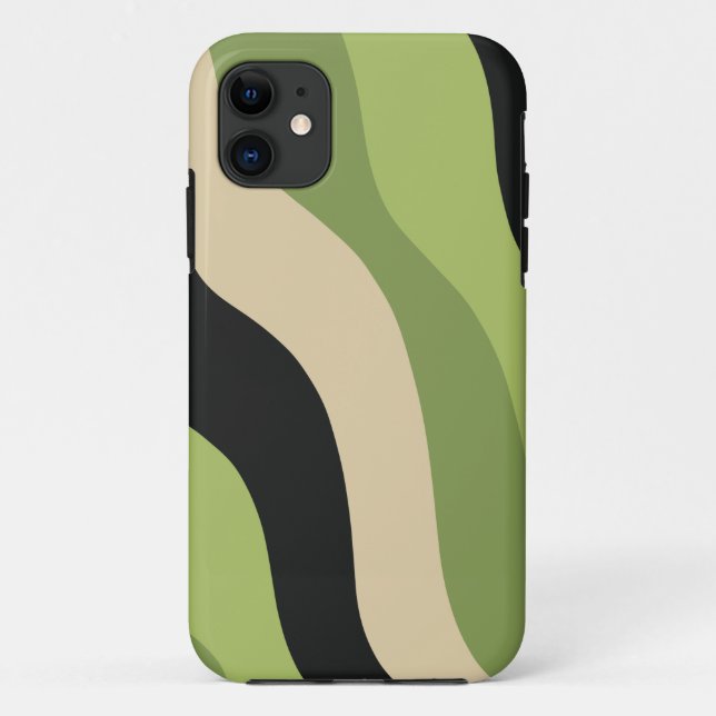 waves, green, black and beige curves colourful Case-Mate iPhone case (Back)