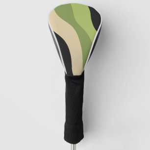 waves, green, black and beige curves colourful golf head cover