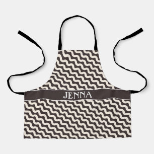 Waves Grey White Minimal Pattern Apron