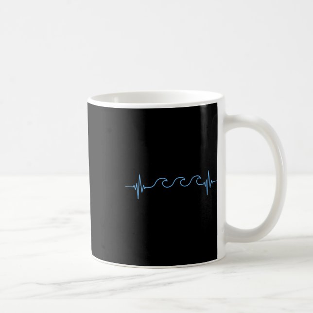 Waves Heartbeat Surfer Summer Waves Surfboard Surf Coffee Mug (Right)