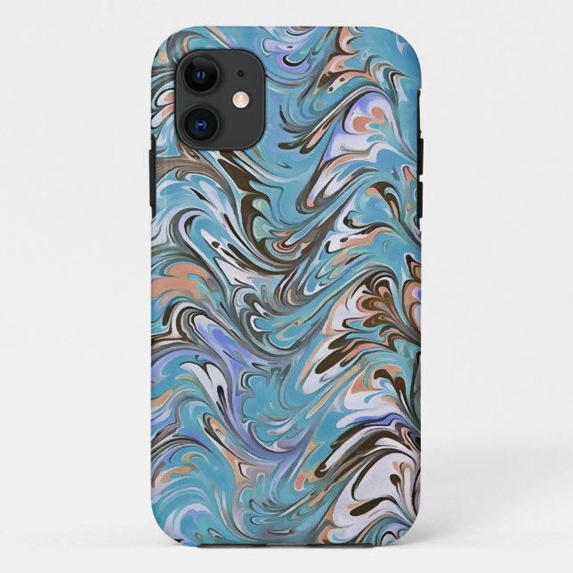 Waves In Blue Acrylic Pour Abstract Art Case-Mate iPhone Case (Back)