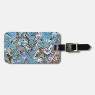Waves In Blue Acrylic Pour Abstract Art Luggage Tag