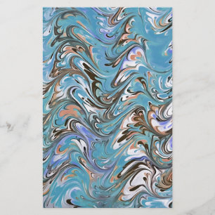Waves In Blue Acrylic Pour Abstract Art Stationery