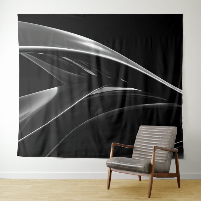 Waves in Chrome abstract black & white photograph Tapestry (In Situ (Horizontal))