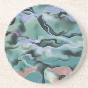 Waves In Harmony Acrylic Pour Abstract Art  Coaster
