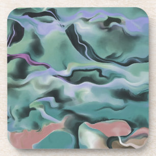 Waves In Harmony Acrylic Pour Abstract Art Coaster