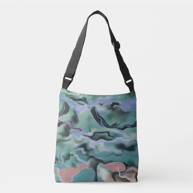 Waves In Harmony Acrylic Pour Abstract Art  Crossbody Bag (Front)