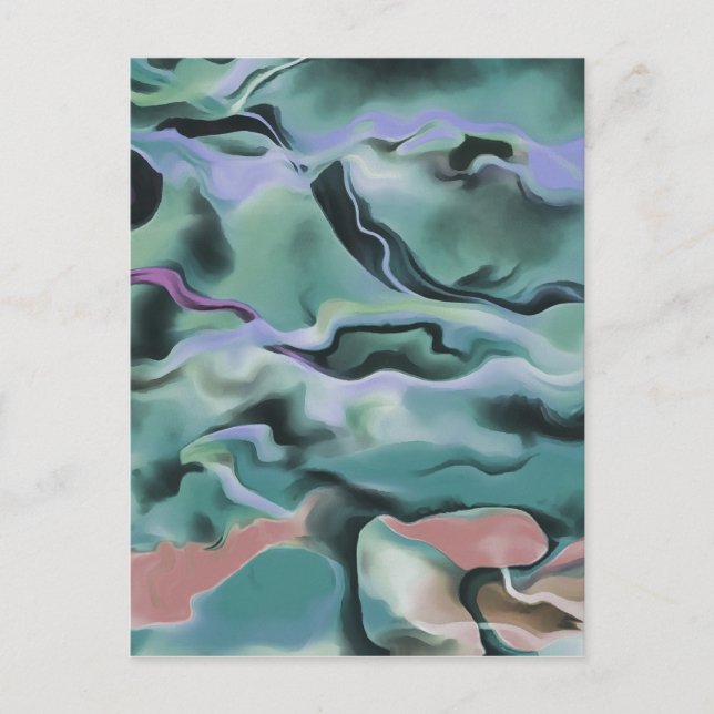 Waves In Harmony Acrylic Pour Abstract Art  Postcard (Front)