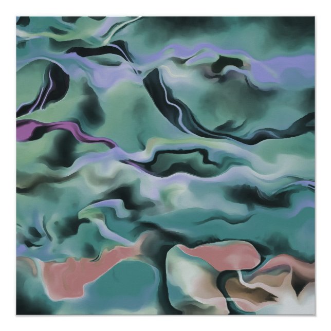 Waves In Harmony Acrylic Pour Abstract Art  Poster (Front)