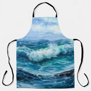 Waves in ocean. Modern Impressionism, modernism, m Apron