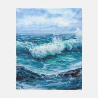 Waves in ocean. Modern Impressionism, modernism, m Fleece Blanket