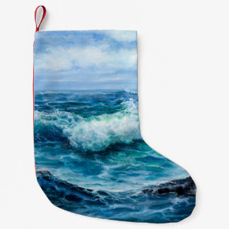 Waves in ocean. Modern Impressionism, modernism, m Small Christmas Stocking