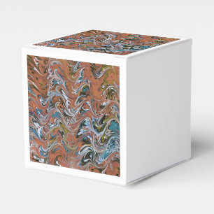 Waves In Red and Blue Acrylic Pour Abstract Art Favor Box