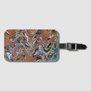Waves In Red and Blue Acrylic Pour Abstract Art Luggage Tag