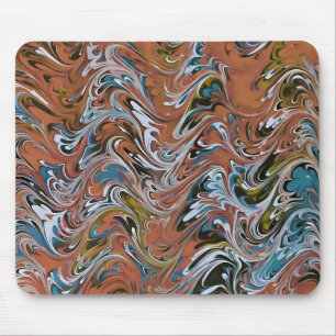 Waves In Red and Blue Acrylic Pour Abstract Art Mouse Pad