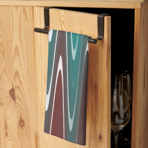 Waves in white kitchen towel