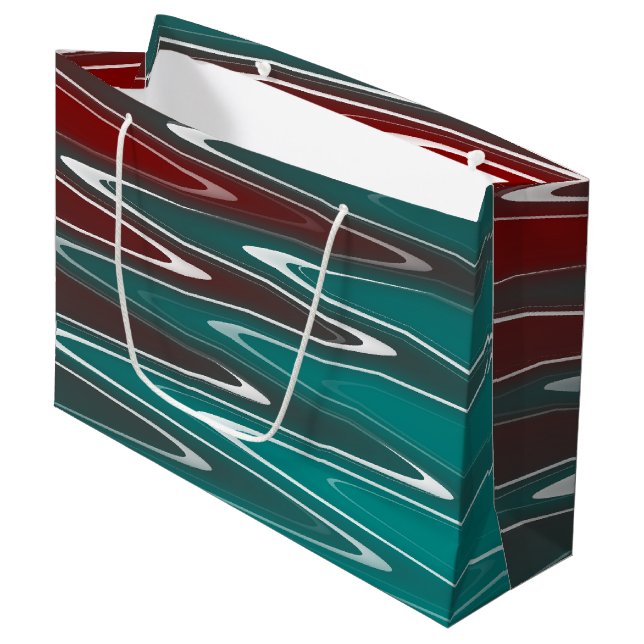 Waves in white large gift bag (Front Angled)