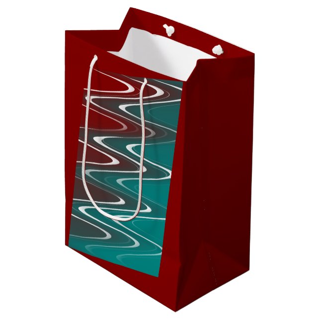 Waves in white medium gift bag (Front Angled)